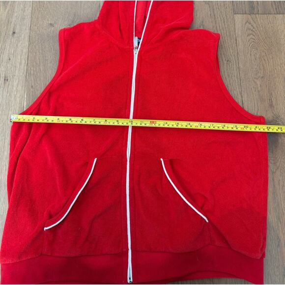 Vintage Red Catalina Hooded Terry Cloth Vest Zip Up Large - Picture 3 of 5